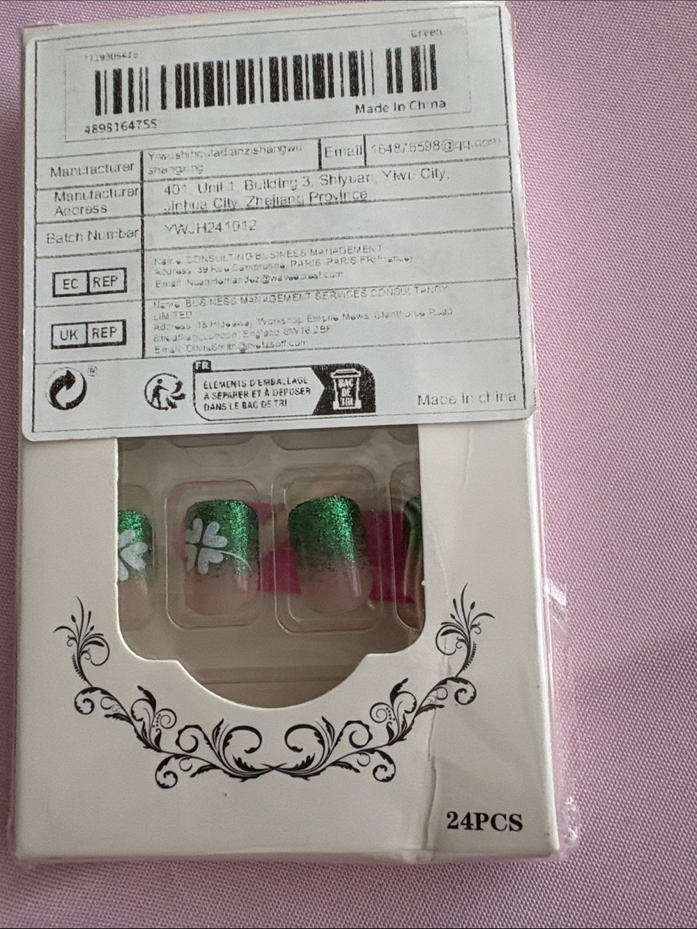 Press on Nails Short Glitter Green